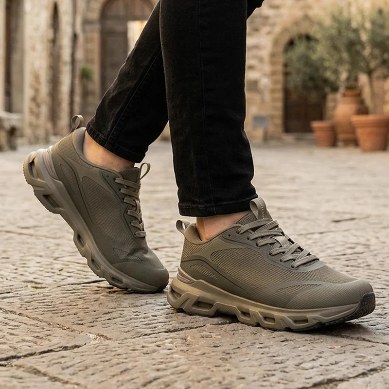 Memory Foam Slip On Sport Trainers - SUNCH44003 / 330 292 - Khaki