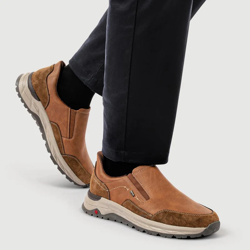 Relife Wide Fit Elasticated Slip-On Shoes - RELIF42001 / 327 807 - Cognac