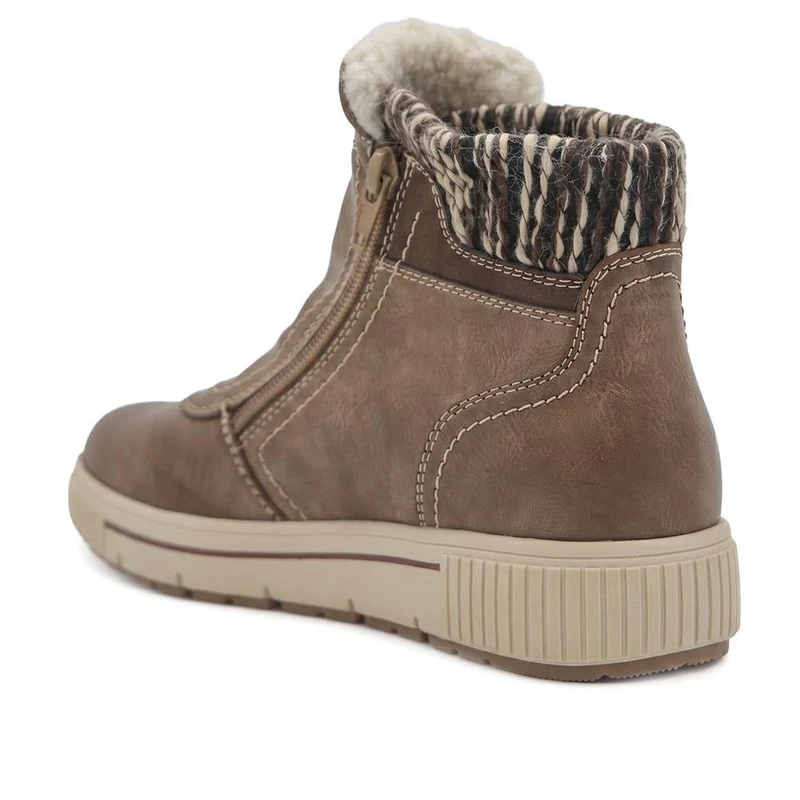 Wide Fit Warm Lined Zip Fasten Ankle Boots - WBINS44023 / 329 995 - Taupe