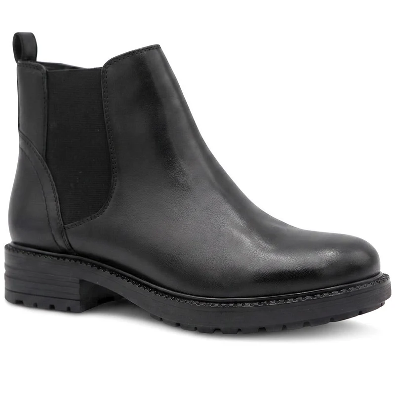 Smart Leather Block Heel Chelsea Boots - MINTL44005 / 330 078 - Black