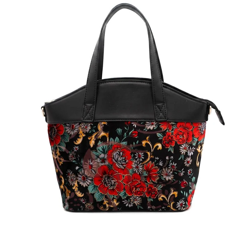 Tartan Pattern Zip Up Handbag - RIM44003 / 329 884 - Floral
