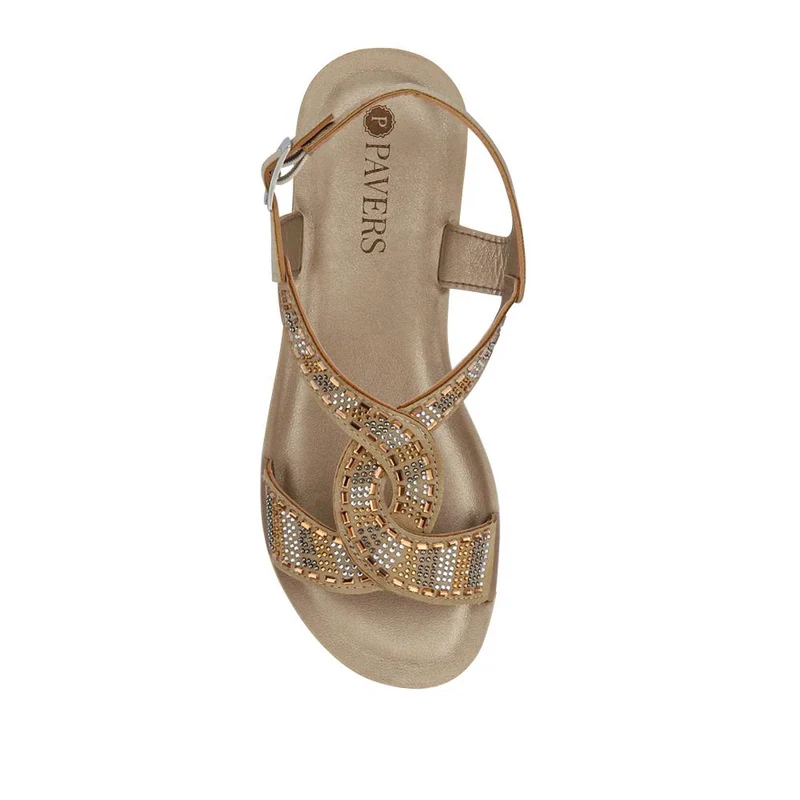 Embellished Slingback Sandals - INB41024 / 327 318 - Gold