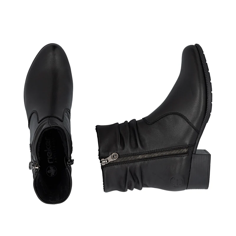Rieker Damen Leder Fashion Ankle Boots | Schwarz