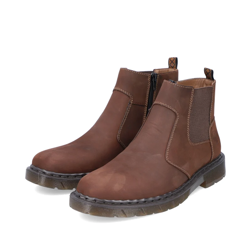Rieker Herren-Lederjacke mit Wollfutter Chelsea Stiefel | Braun