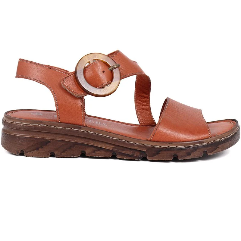 Adjustable Leather Sandals - LUCK39017 / 326 151 - Tan