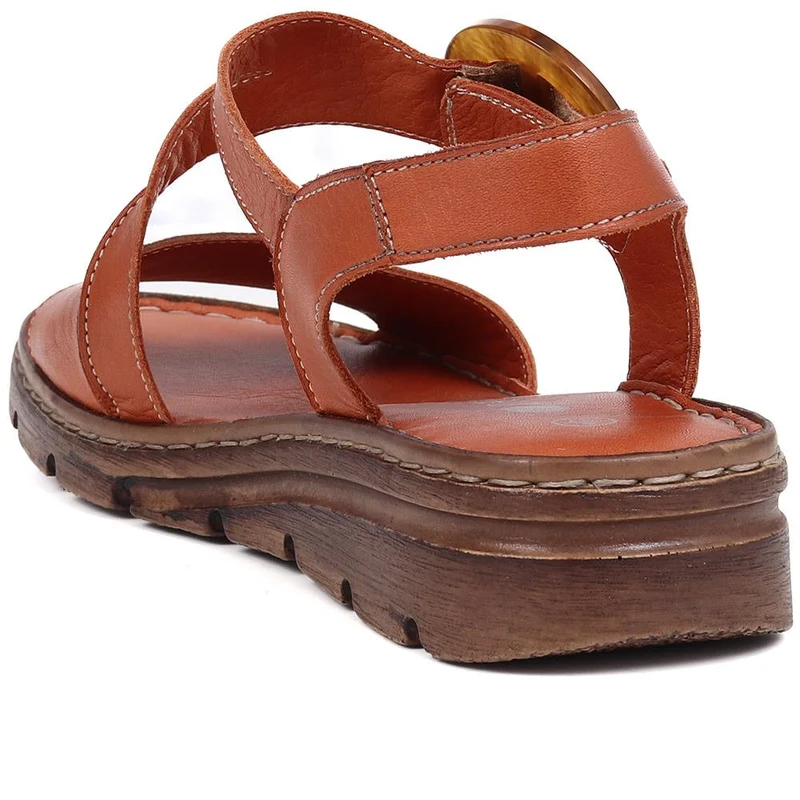 Adjustable Leather Sandals - LUCK39017 / 326 151 - Tan