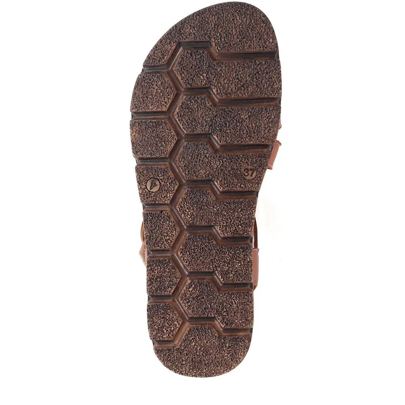 Adjustable Leather Sandals - LUCK39017 / 326 151 - Tan