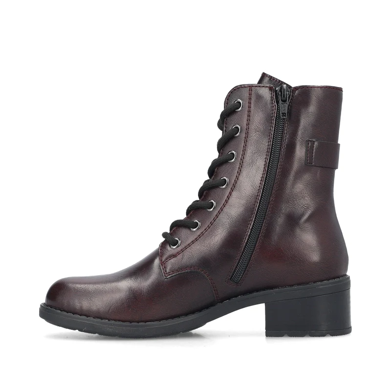 Rieker Modischer Damen-Stiefelette mit Blockabsatz | Dunkelrot