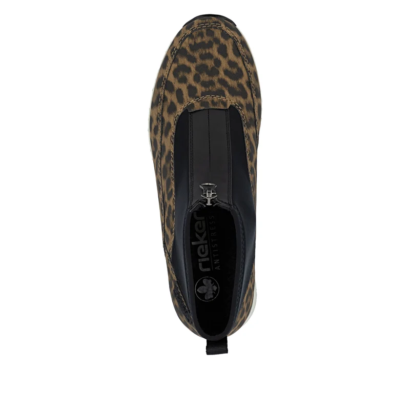 Rieker Damen Fashion Wedge Animal Print Ankle Boot | Braun