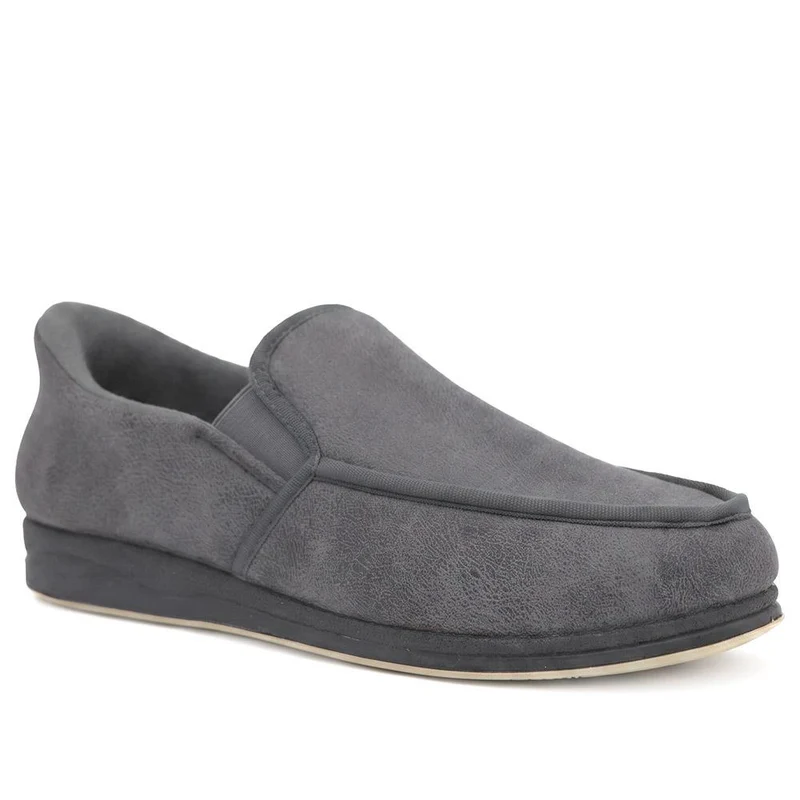 Easy Step In Extra Wide Memory Foam Slippers - QING42000 / 327 899 - Grey