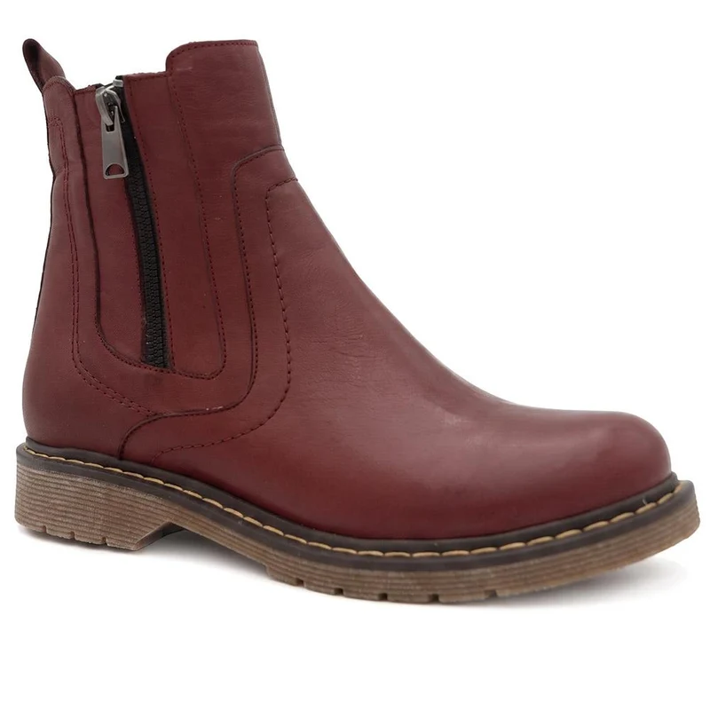 Wide Fit Leather Zip Up Ankle Boots - BELYNR44000 / 330 159