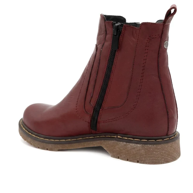 Leather Zip Up Ankle Boots - BELYNR44000 / 330 159 - Burgundy