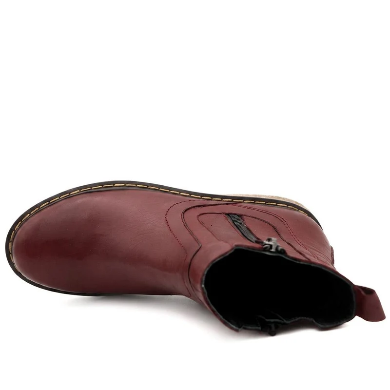 Leather Zip Up Ankle Boots - BELYNR44000 / 330 159 - Burgundy