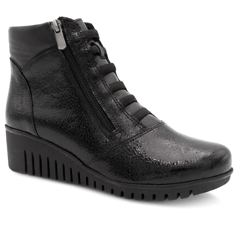 Leather Chunky Wedged Ankle Boots - ESFA44001 / 330 200
