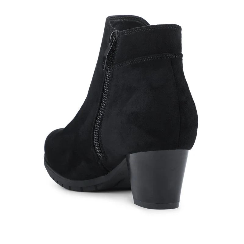 Wide Fit Smart Zip Up Ankle Boots - WOIL42018 / 327 950 - Black Faux Suede