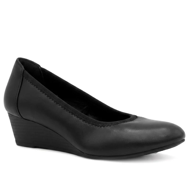 Smart Wedge Heel Court Shoes - SANYI44010 / 329 823 - Black