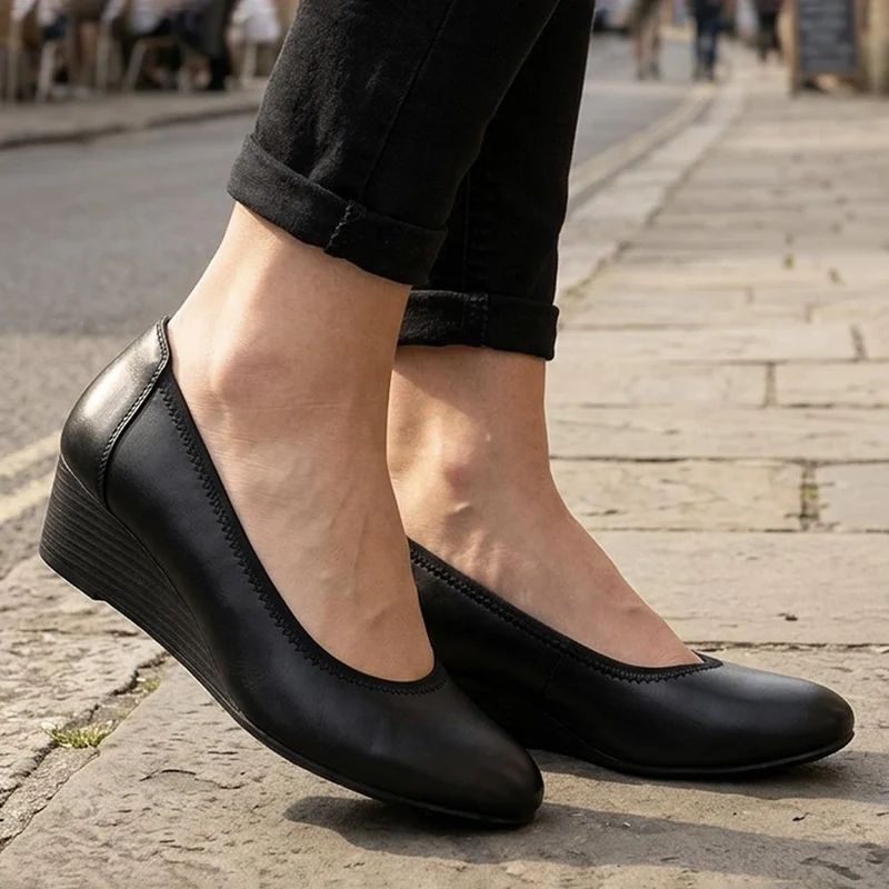 Smart Wedge Heel Court Shoes - SANYI44010 / 329 823 - Black
