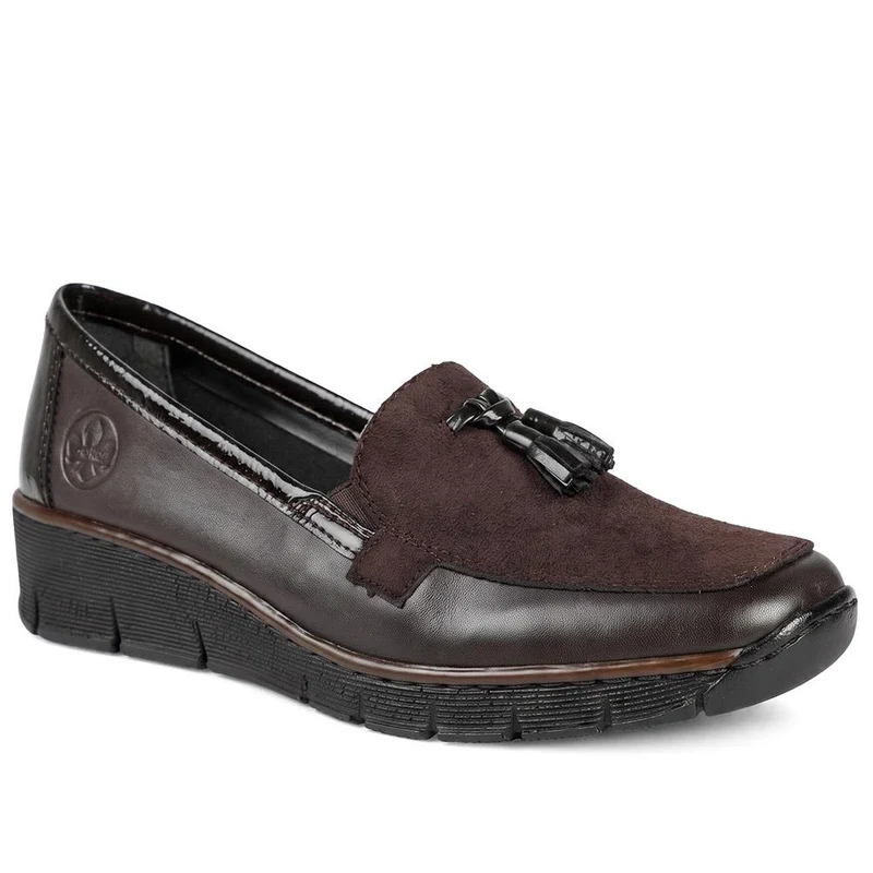Rieker Leather Wedge Heel Tassel Loafers - RKR44519 / 329 726
