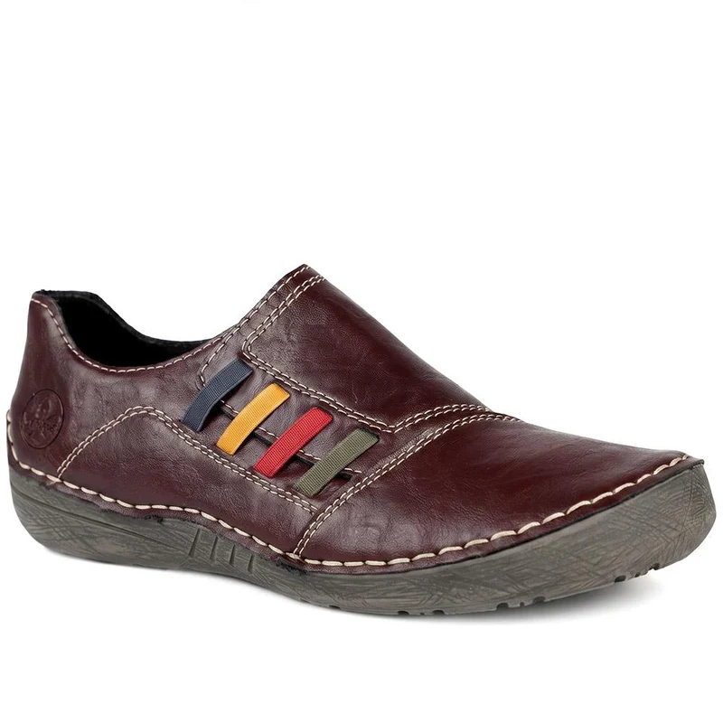 Rieker Stitch Pattern Slip-On Shoes - RKR42509 / 327 795 - Purple