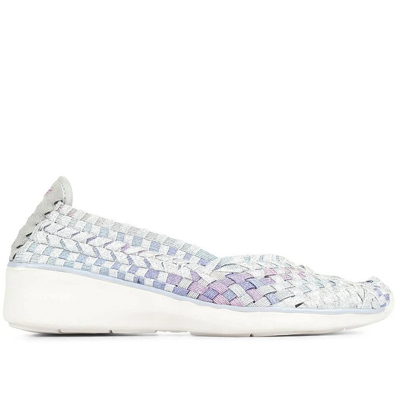 Stretch Fit Memory Foam Slip On Pumps - BRK35079 / 322 014 - Silver Shimmer