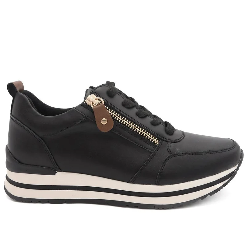 Zip-Up Laced Trainers - WBINS39070 / 325 159 - Black