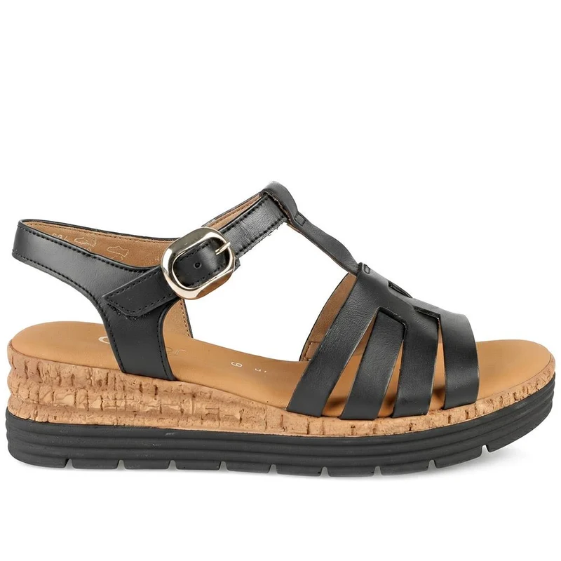 Gabor Leather Buckle Fasten Sandals - GABC44512 / 330 260 - Black