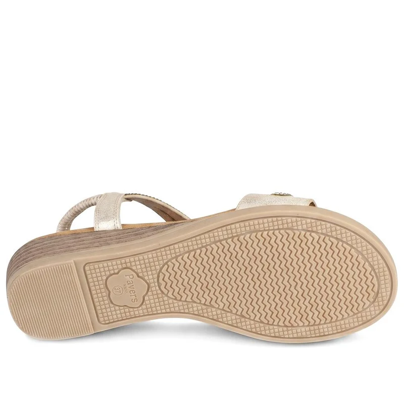 Wide Fit Embellished Stretch Fit Sandals - BAIZH43066 / 329 610 - Gold