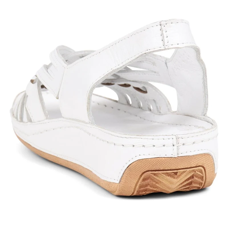 Soft Leather Slip-On Sandals - KARY39009 / 325 512 - White