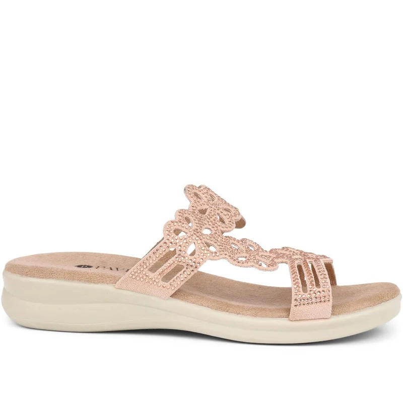 Embellished Floral Mules - POLY39025 / 325 441 - Blush