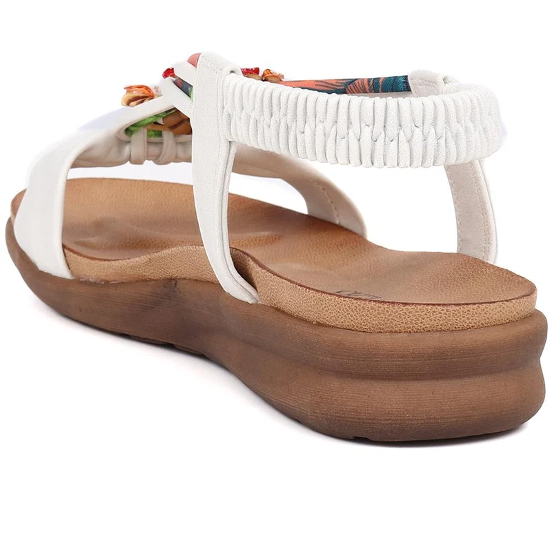 Embellished Flat Sandals - BAIZH37051 / 323 374 - White
