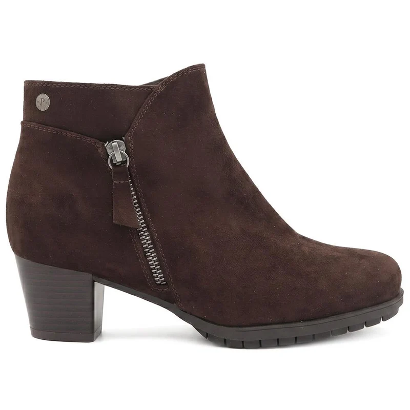 Wide Fit Smart Zip Up Ankle Boots - WOIL42018 / 327 950 - Brown Faux Suede