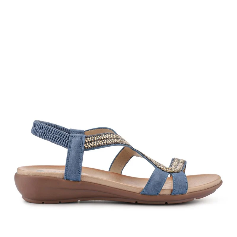 Wedge-Heeled Slingback Sandals - BAIZH41041 / 327 423 - Blue
