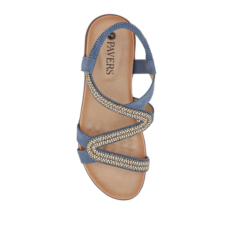 Wedge-Heeled Slingback Sandals - BAIZH41041 / 327 423 - Blue