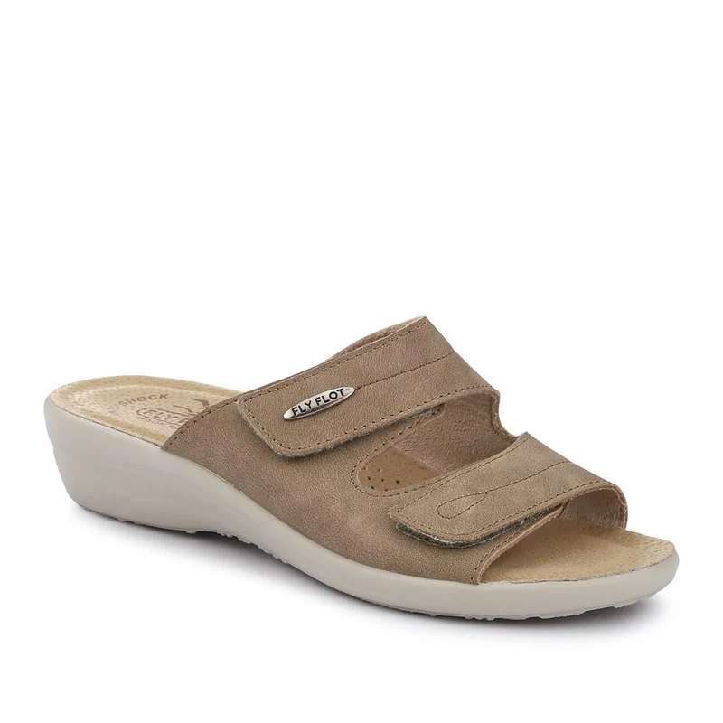 Fly Flot Dual Touch Fastening Leather Mules - FLY41049 / 326 679 - Beige