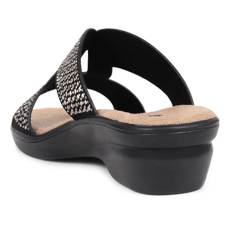 Embellished Mules Sandals - POLY39023 / 325 444 - Black