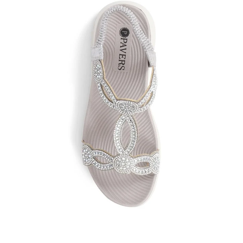 Embellished Flatform Sandals - BAIZH37045 / 323 379 - Grey