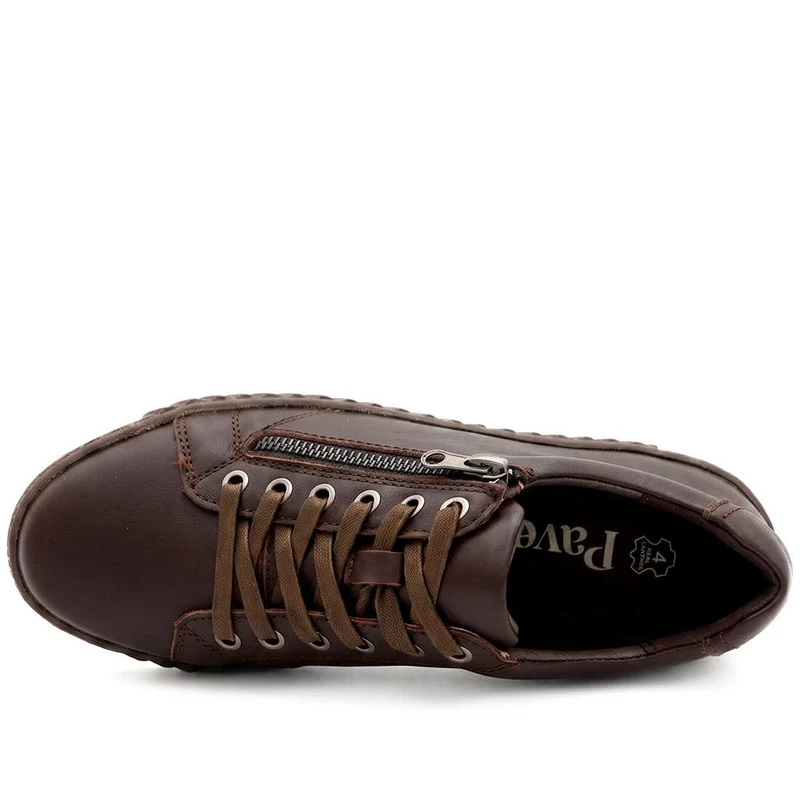 Casual Leather Trainers - BRK41000 / 326 649 - Dark Brown