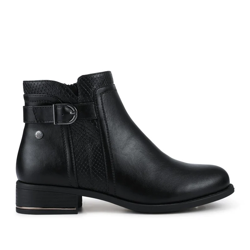 Block Heeled Ankle Boots With Inside Zip - WOIL42017 / 328 000 - Black