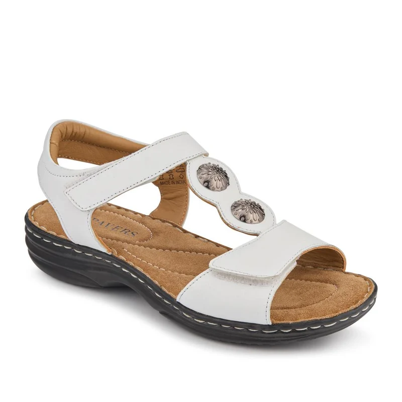 Leather Dual-Touch-Fastening Sandals - KF41007 / 327 492 - White