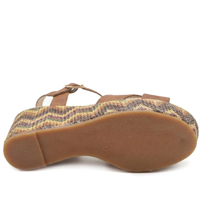 Bellissimo Buckle Fasten Wedge Espadrilles - BELWBINS43044 / 329 119 - Tan