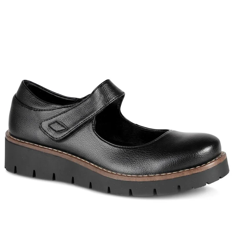 Wedge Heel Touch Fasten Mary Janes - TELOO44004 / 329 742 - Black