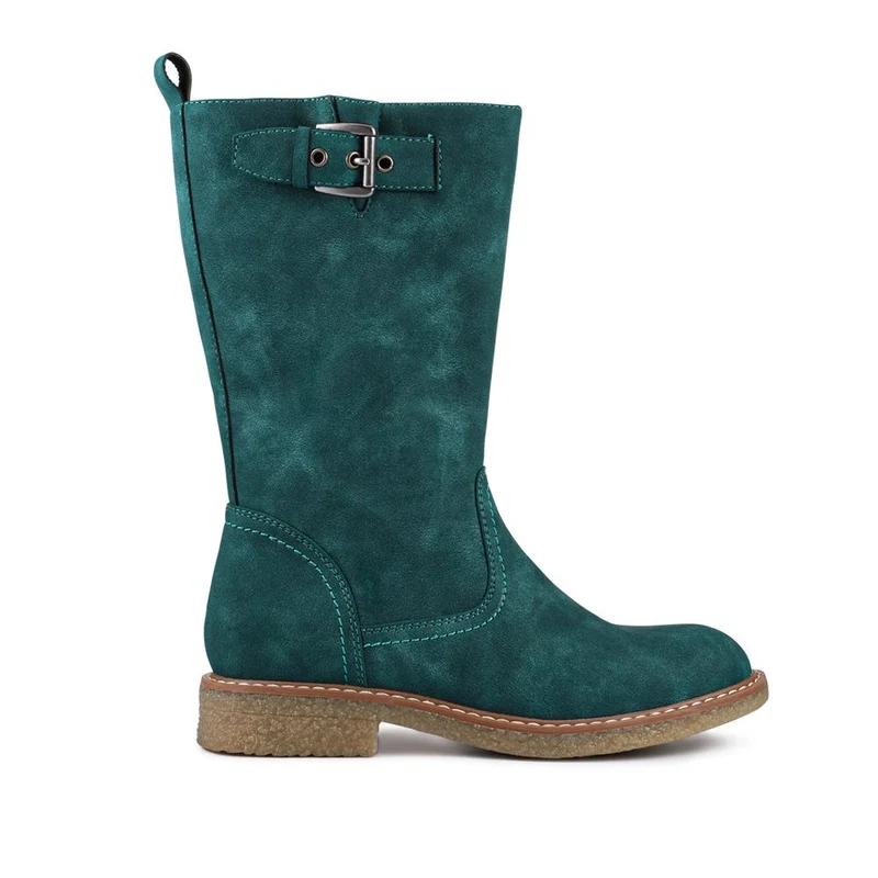 Fashionable Zip Up Calf Length Boots - WBINS42104 / 328 451 - Teal