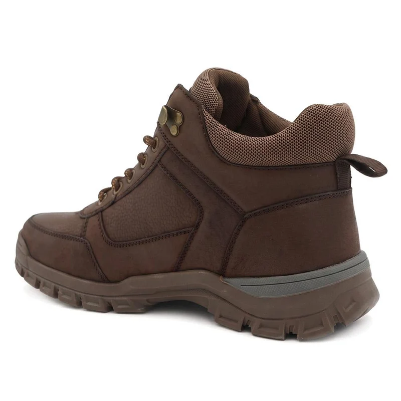 Wide Fit Leather Lace Up Rugged Boots - AATRA44001 / 330 188 - Brown
