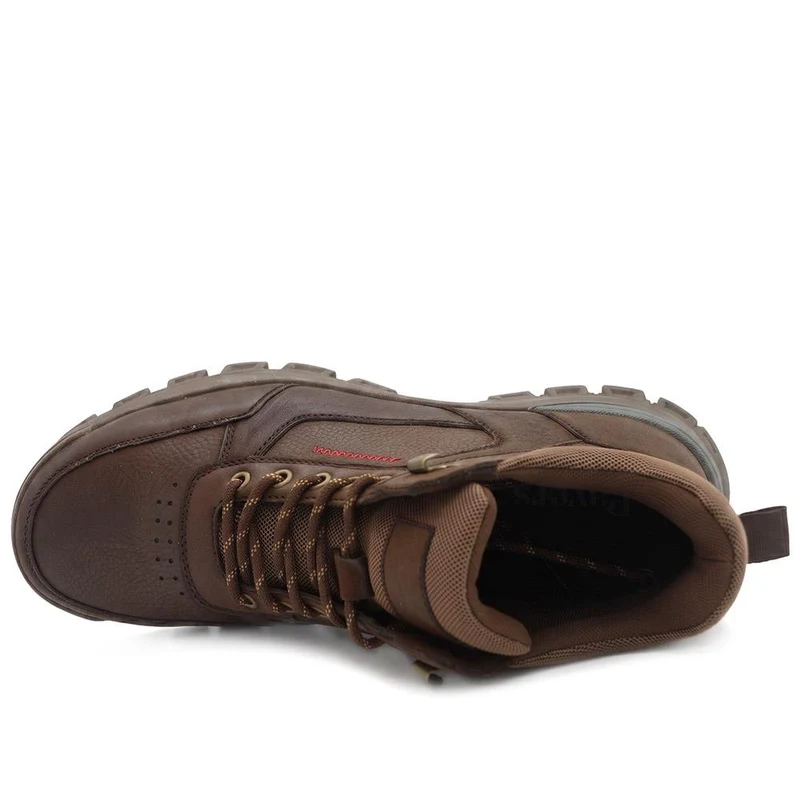 Wide Fit Leather Lace Up Rugged Boots - AATRA44001 / 330 188 - Brown