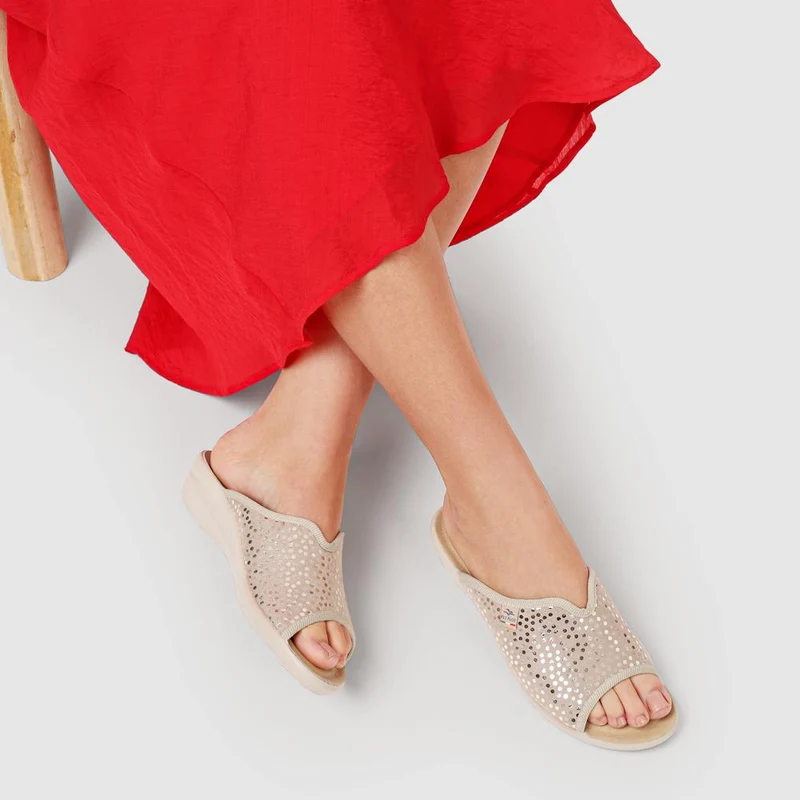 Fly Flot Lightweight Shock Absorbing Leather Mules - FLY41045 / 326 673 - Beige