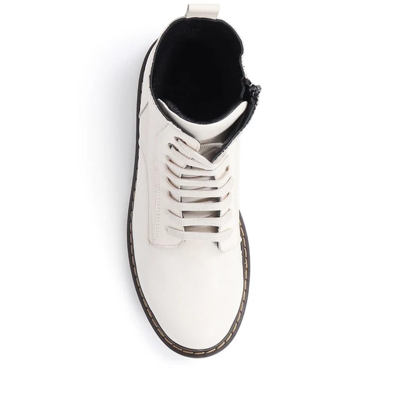Lace-Up Leather Boots - BELYNR40001 / 326 190 - Off White