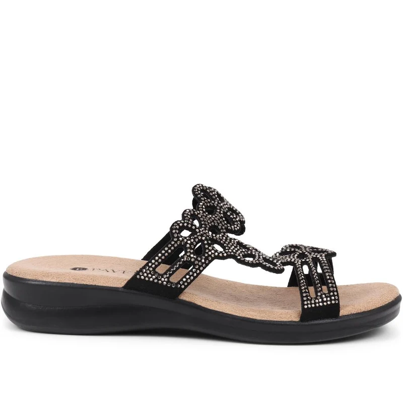 Embellished Floral Mules - POLY39025 / 325 441 - Black