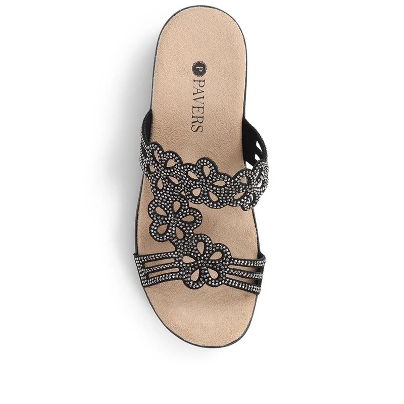 Embellished Floral Mules - POLY39025 / 325 441 - Black