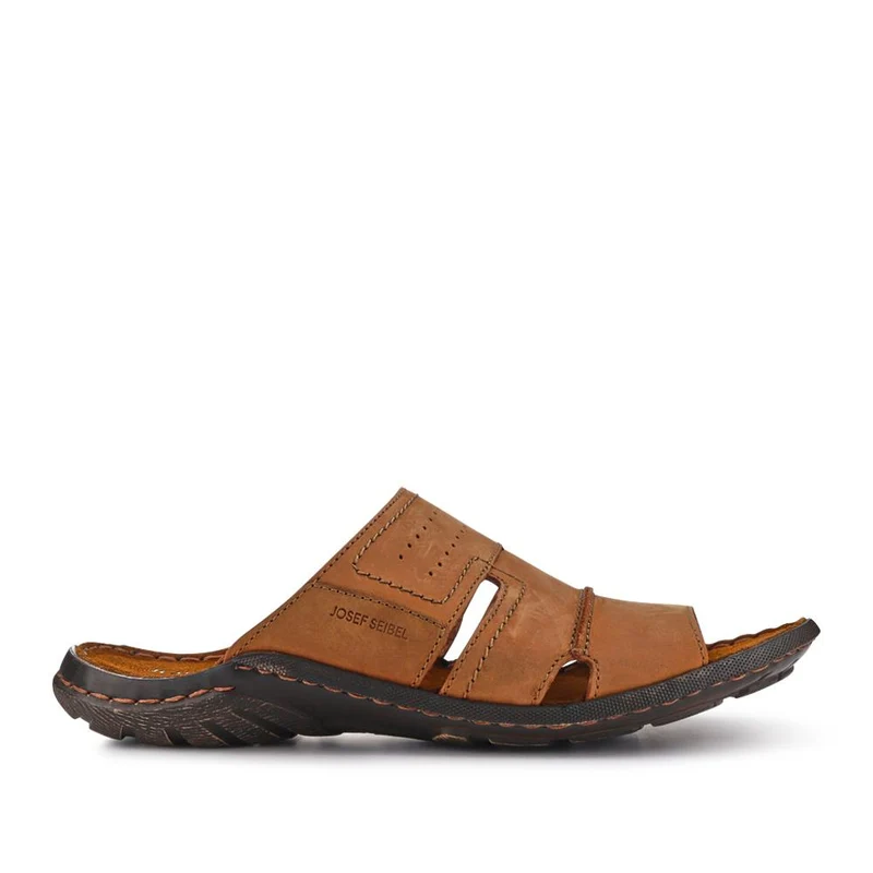 Wide-Fit Leather Mule Sandals - JOSEF41502 / 327 045 - Brown