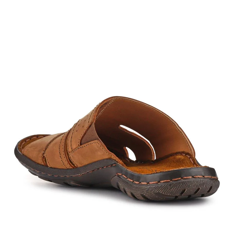 Wide-Fit Leather Mule Sandals - JOSEF41502 / 327 045 - Brown